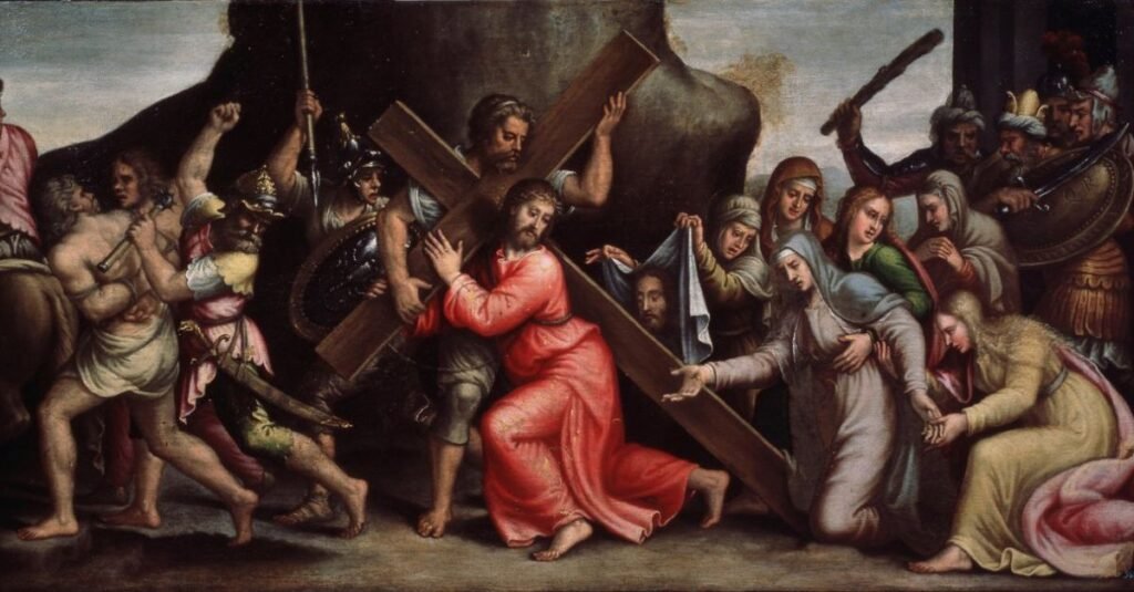 Jesús cargando la cruz escuela italiana 1550-1600